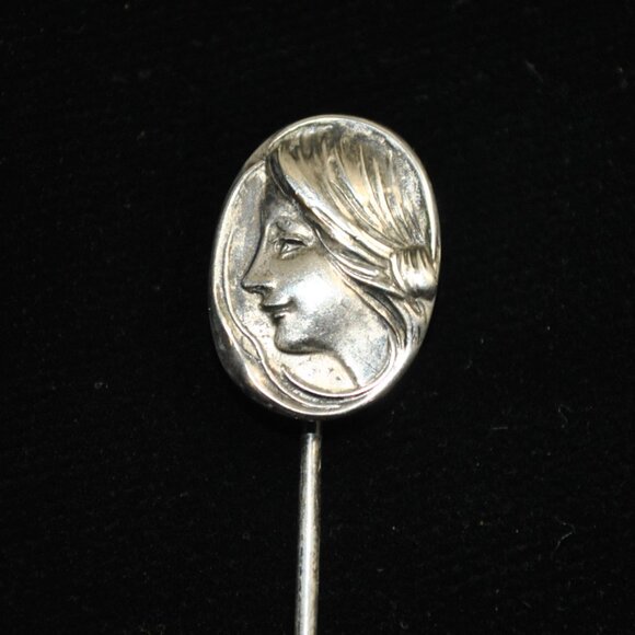 Antique Sterling Art Nouveau Woman Stick / Tie Pin - Picture 1 of 9